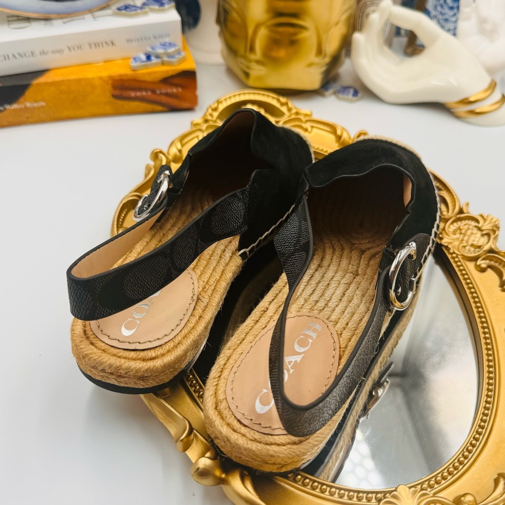🆕 COACH 🧿 NWOT Black Suede Candice Espadrille - Size US 6 - Picture 5 of 16